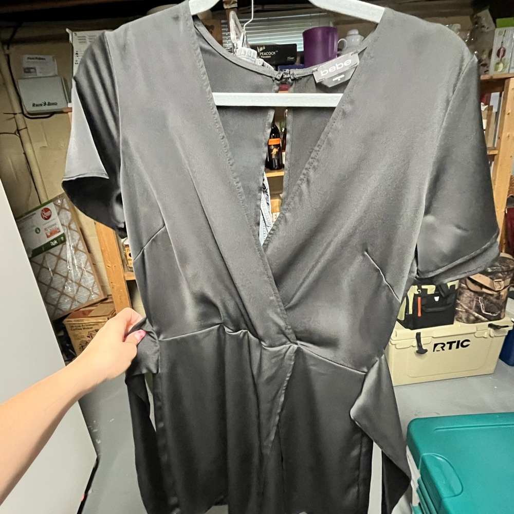 Bebe Black V-Neck Romper
